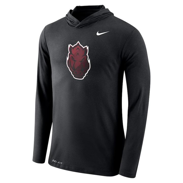 Men's Nike Arkansas Razorbacks Dri-fit Hooded Tee, Size: Large, Black