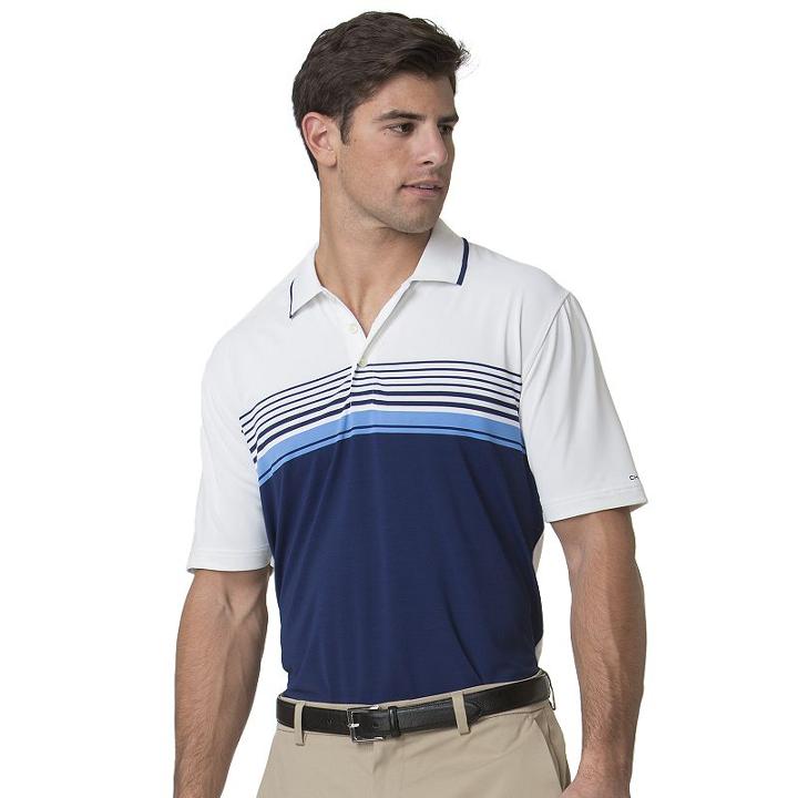 Men's Chaps Classic-fit Chest-striped Performance Golf Polo, Size: Medium, White