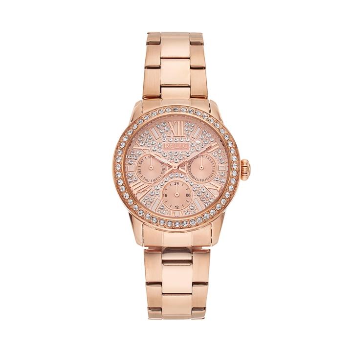 Relic Women's Olivia Crystal Stainless Steel Watch, Pink