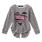 Girls 4-6x Freestyle Revolution Marled Heart Floral Lace Split-back Top, Girl's, Size: 6, Med Grey