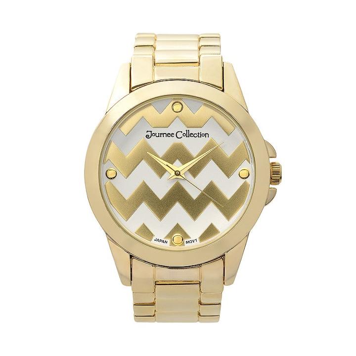 Journee Collection Women's Chevron Stainless Steel Watch, Yellow