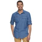 Men's Rock & Republic Zipper-pocket Button-down Shirt, Size: Small, Dark Blue