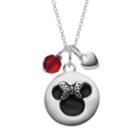 Disney's Minnie Mouse Sterling Silver Charm Pendant Necklace - Made With Swarovski Crystals, Women's, Size: 16, Red