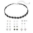 Mudd&reg; Lace Choker Necklace & Turtle Stud Earring Set, Women's, Blue