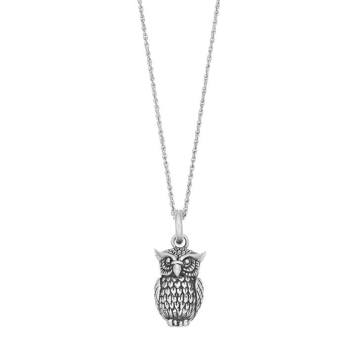 Sterling Silver Owl Pendant Necklace, Women's, Size: 24, Grey