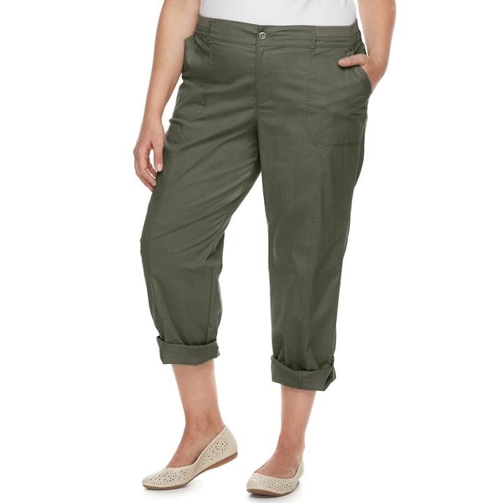 Plus Size Croft & Barrow&reg; Twill Convertible Pants, Women's, Size: 24 W, Green