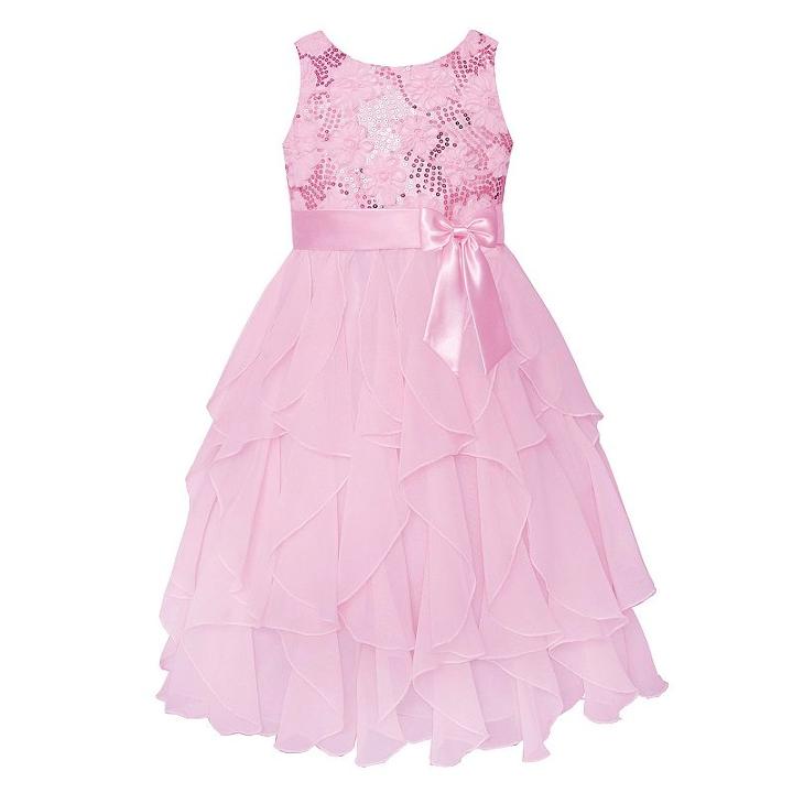 Girls Plus Size American Princess Sequin Bodice & Corkscrew Skirt Dress, Size: 12 1/2, Pink Ovrfl