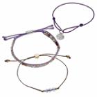 Love This Life Purple Crystal & Amazonite Bead Compass Charm Slipknot Bracelet Set, Women's