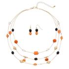 Pumpkin & Candy Corn Charm Layered Necklace & Drop Earring Set, Women's, Multicolor