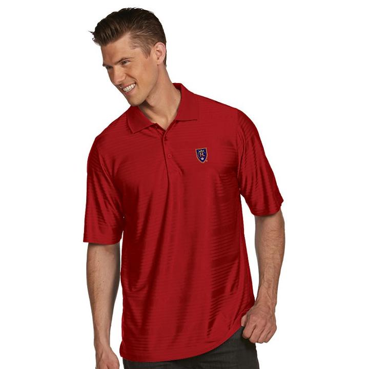 Men's Antigua Real Salt Lake Illusion Desert-dry Xtra-lite Tonal-striped Performance Polo, Size: 3xl, Dark Red