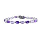 Stella Grace Sterling Silver Amethyst And Rose De France Bracelet, Women's, Size: 7.25, Purple
