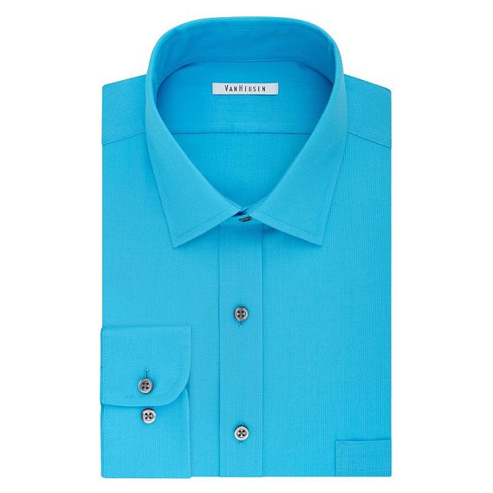 Men's Van Heusen Flex Collar Regular-fit Pincord Dress Shirt, Size: 16.5 36/37, Turquoise/blue (turq/aqua)