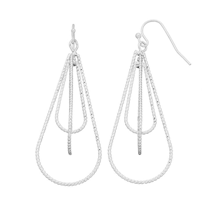 Twisted Orbital Nickel Free Teardrop Earrings, Women's, Silver
