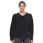 Plus Size Tek Gear&reg; Microfleece V-neck Top, Women's, Size: 3xl, Black