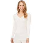 Women's Cuddl Duds Softwear V-neck Top, Size: Medium, Lt Beige