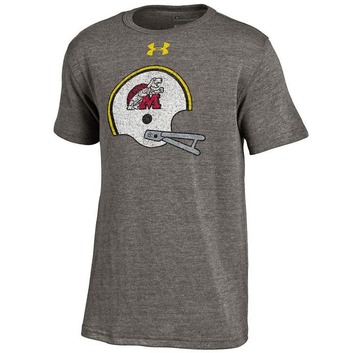 Boys 8-20 Under Armour Maryland Terrapins Helmet Triblend Tee, Size: M 10-12, Grey