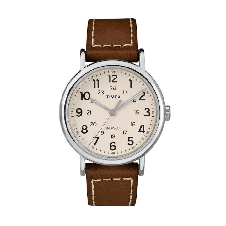 Timex Unisex Weekender Leather Watch - Tw2r42400jt, Size: Large, Brown