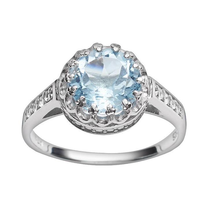 Sterling Silver Sky Blue Topaz And Lab-created White Sapphire Crown Ring, Women's, Size: 5, Light Blue