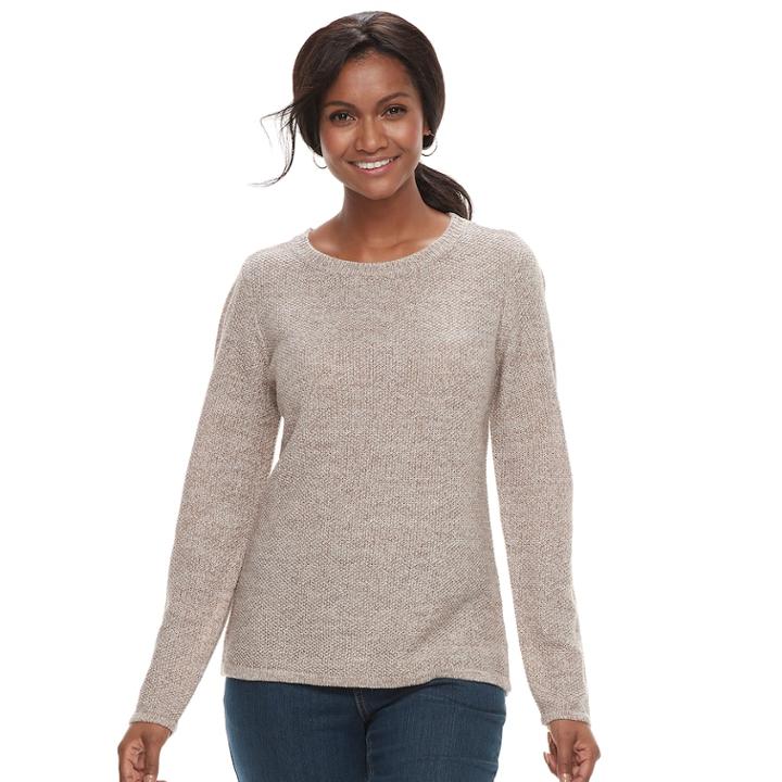 Women's Croft & Barrow Seed-stitch Crewneck Sweater, Size: Medium, Beige Over