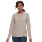 Women's Croft & Barrow Seed-stitch Crewneck Sweater, Size: Medium, Beige Over