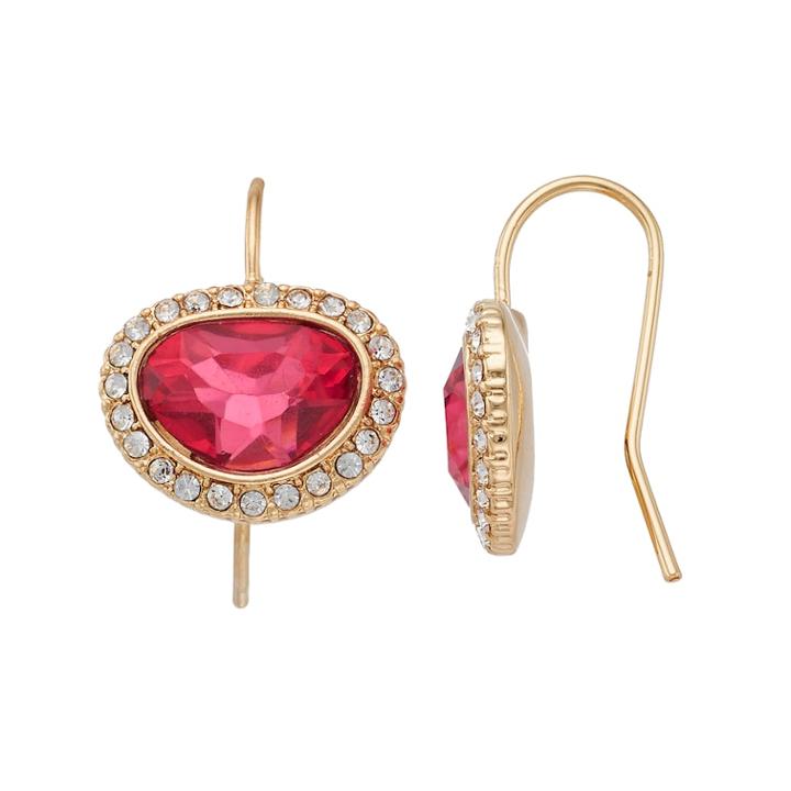 Chaps Oblong Halo Nickel Free Drop Earrings, Women's, Med Red