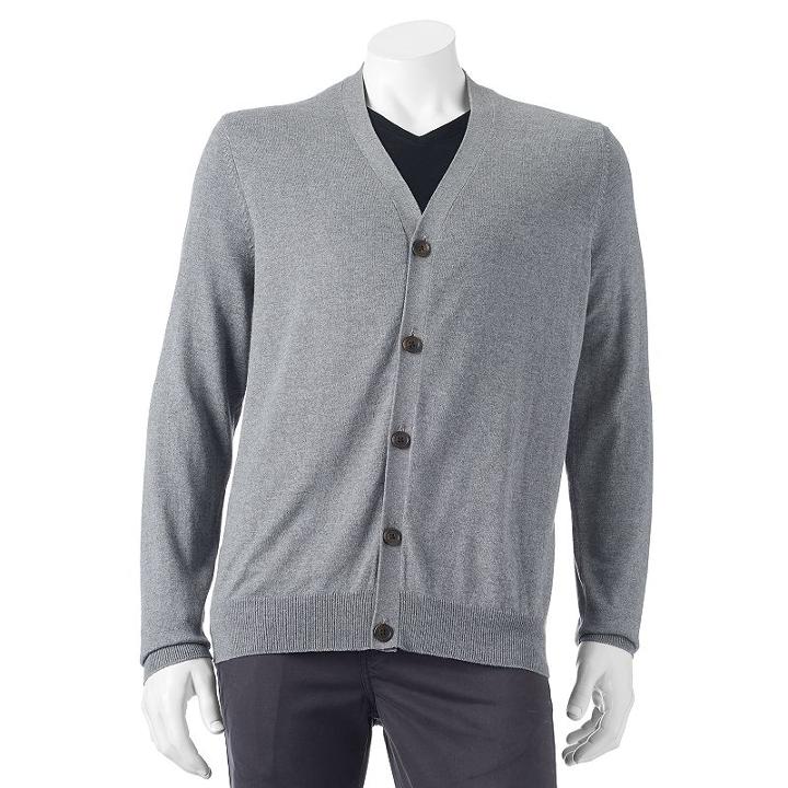 Big & Tall Croft & Barrow&reg; Classic-fit 12gg Cardigan, Men's, Size: M Tall, Med Grey