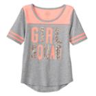 Girls Plus Size So&reg; Sequin Graphic Varsity Tee, Size: 18 1/2, Med Grey