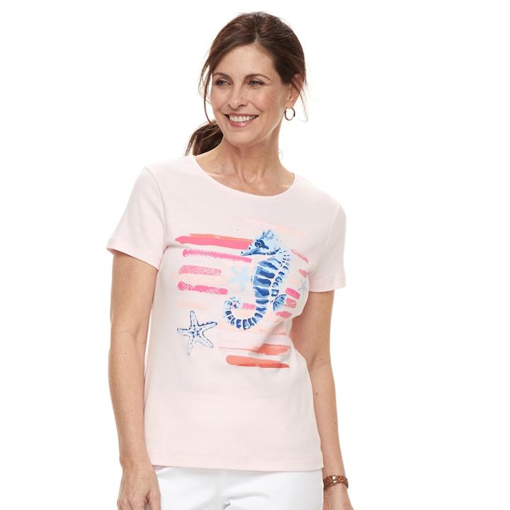 Women's Croft & Barrow&reg; Crewneck Graphic Tee, Size: Xxl, Brt Pink
