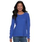 Women's Croft & Barrow&reg; Cozy Crewneck Sweater, Size: Large, Med Blue