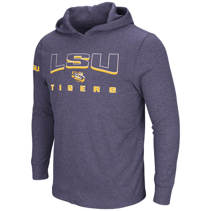 Men's Lsu Tigers Thermal Hooded Tee, Size: Medium, Drk Purple