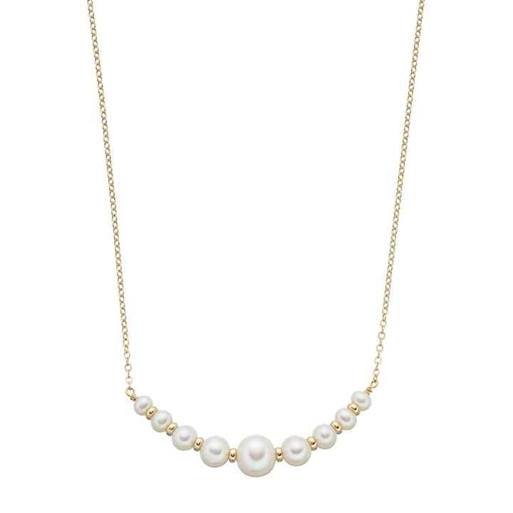 14k Gold Freshwater Cultured Pearl Rondelle Curved Bar Necklace, Women's, Size: 18, White