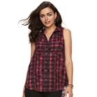 Women's Rock & Republic&reg; Challis Split-back Shirt, Size: Xl, Dark Pink