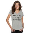 Women's Apt. 9&reg; Graphic V-neck Tee, Size: Small, Grey