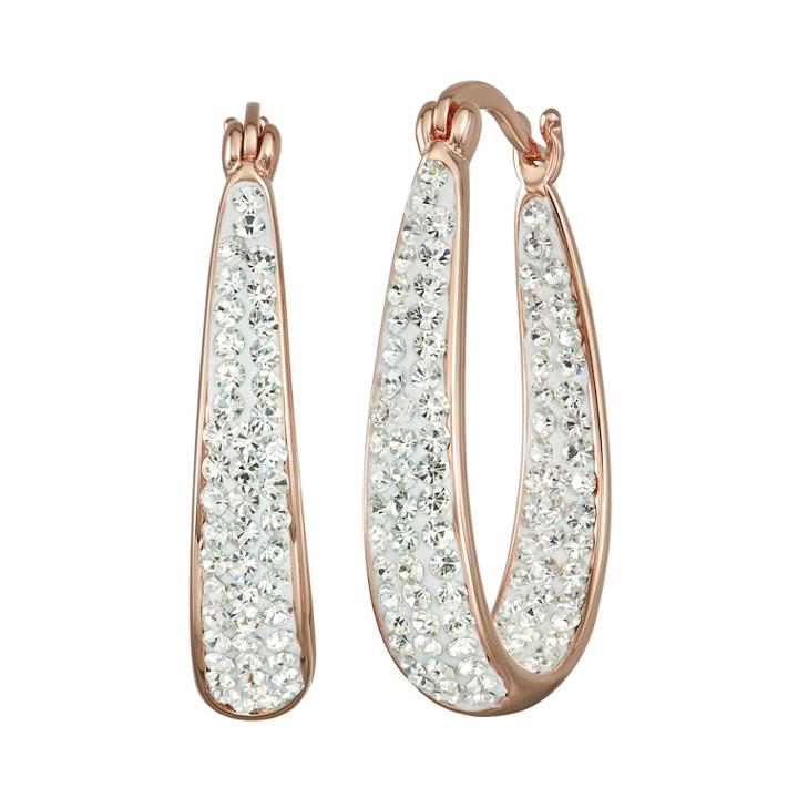 Chrystina Crystal Inside Out Oval Hoop Earrings, Women's, White