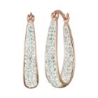 Chrystina Crystal Inside Out Oval Hoop Earrings, Women's, White