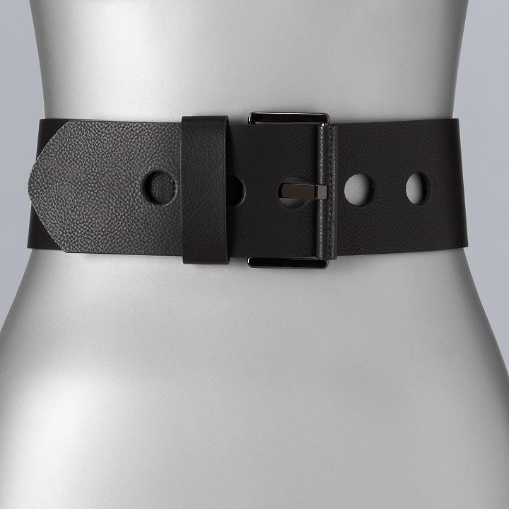 Women's Simply Vera Vera Wang Stretchy Wide Waist Belt, Size: Large, Black