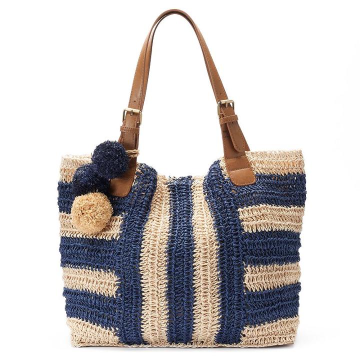 Sonoma Goods For Life&trade; Striped Pom-pom Hobo, Women's, Blue