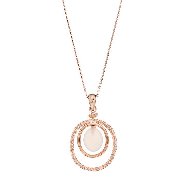 14k Rose Gold Over Silver Pink Chalcedony Oval Pendant, Women's, Size: 18