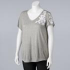 Plus Size Simply Vera Vera Wang Print Scoopneck Tee, Women's, Size: 1xl, Med Grey