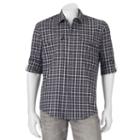 Men's Apt. 9&reg; Modern-fit Plaid Roll-tab Button-down Shirt, Size: Small, Black