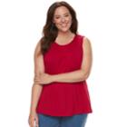 Plus Size Croft & Barrow&reg; Pleated Swing Tank, Women's, Size: 2xl, Med Red