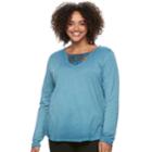 Juniors' Plus Size Mudd&reg; Macrame Inset Tee, Teens, Size: 3xl, Blue