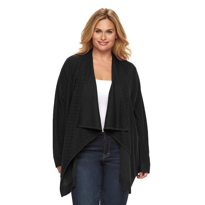 Plus Size Dana Buchman Striped Open-front Cardigan, Women's, Size: 1xl, Oxford