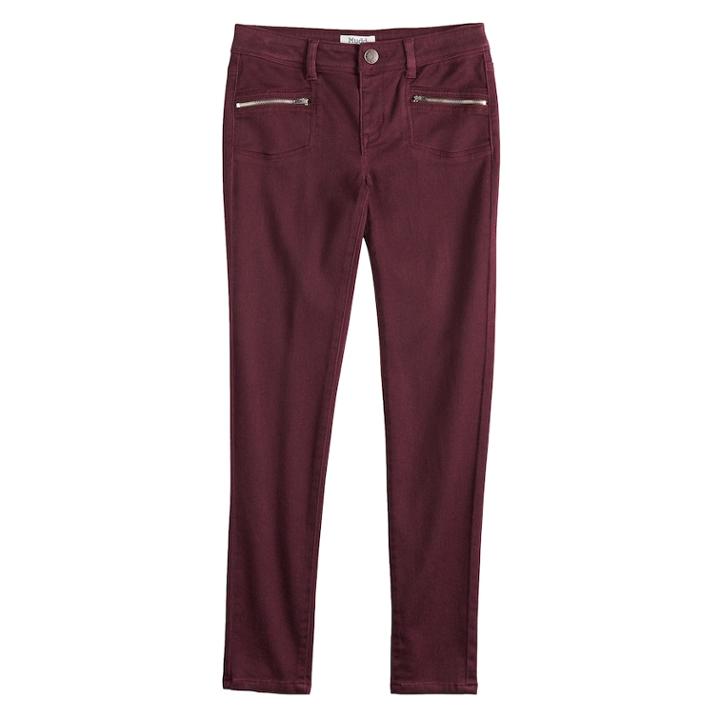 Juniors' Mudd&reg; Zipper Accent Jeggings, Girl's, Size: 7, Brt Purple