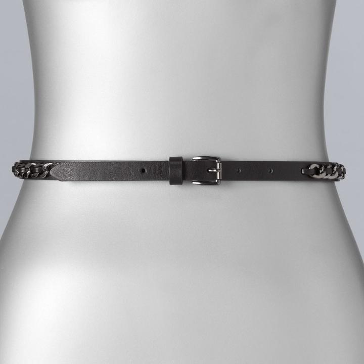Women's Simply Vera Vera Wang Curb Chain Overlay Belt, Size: Large, Black