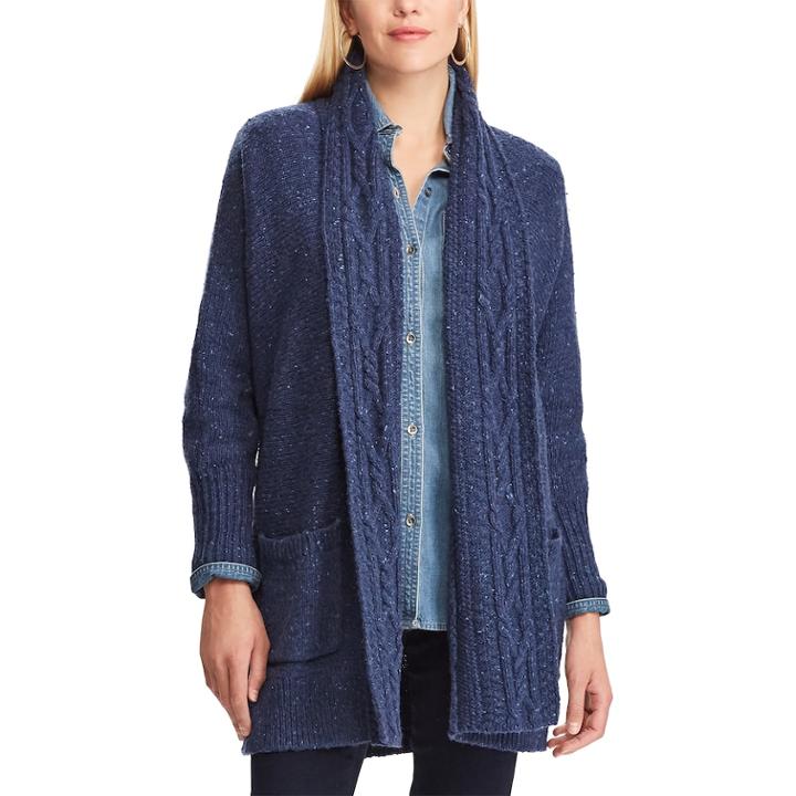 Women's Chaps Cotton-blend Shawl Cardigan, Size: Xl, Blue