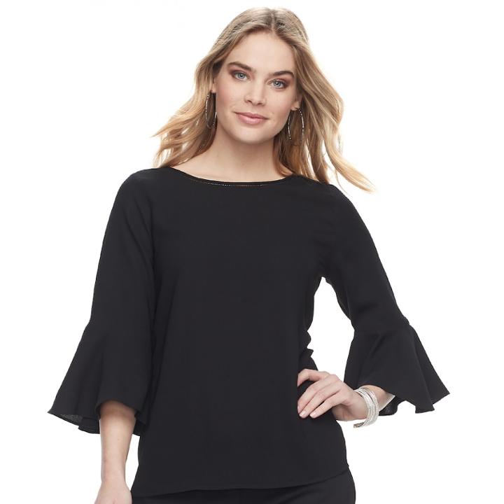 Women's Apt. 9&reg; Georgette Bell Top, Size: Xs, Black