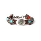 Women's North Dakota Fighting Hawks Turquoise Flower Bracelet, Brown