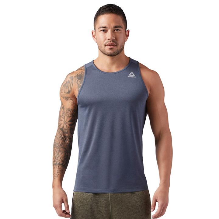 Men's Reebok Melange Sleeveless Performance Tee, Size: Small, Dark Grey