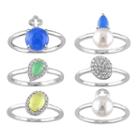 Sterling Silver Gemstone & Freshwater Cultured Pearl Ring Set, Women's, Size: 8, Multicolor